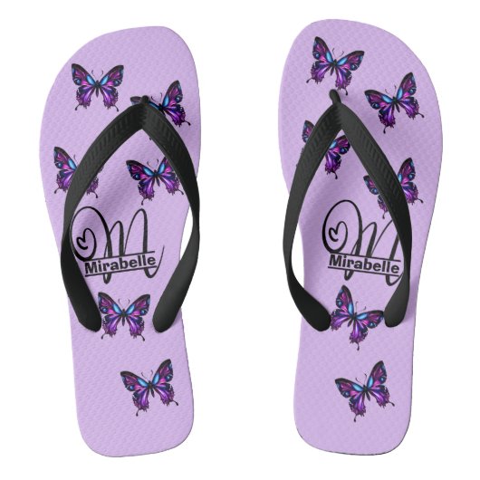 Monogram M vlinder Teenslippers - Naam aanpassen (Voetbed)