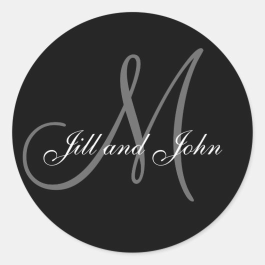 Monogram M Wedding Bride Groom Date Seal Ronde Sticker (Voorkant)