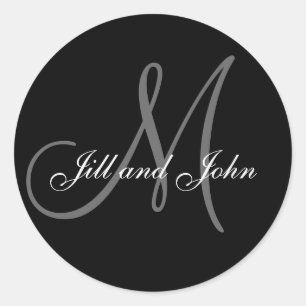 Monogram M Wedding Bride Groom Date Seal Ronde Sticker