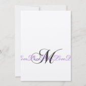 Monogram M Wedding Invitations Paars Silver Kaart (Achterkant)