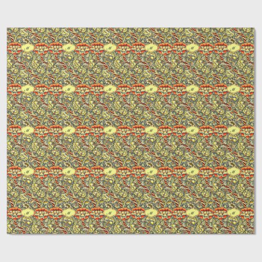 Monogram "M" William Morris Design Cadeaupapier (Vlak)