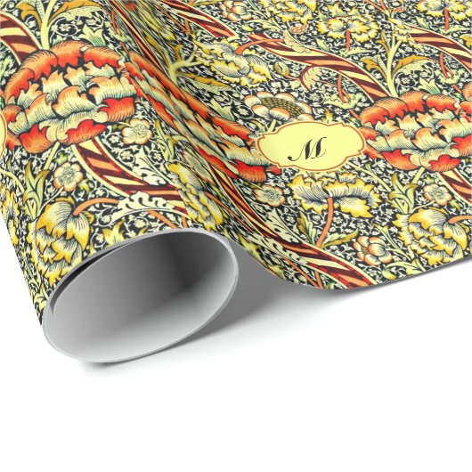 Monogram "M" William Morris Design Cadeaupapier (Rol Hoek)