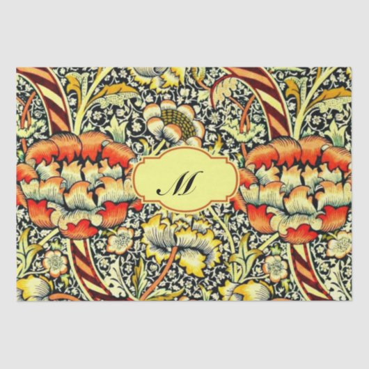 Monogram "M" William Morris Design Tissuepapier (Voorkant)