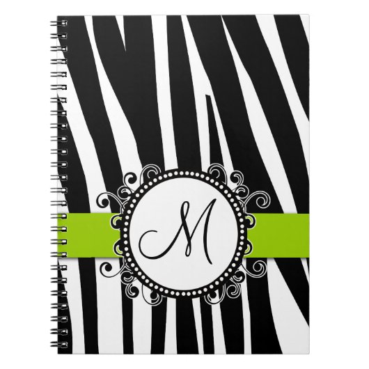 Monogram M Zebra Pattern Green Notebook Notitieboek (Voorkant)