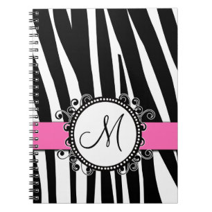 Monogram M Zebra Pattern Roze notebook Notitieboek