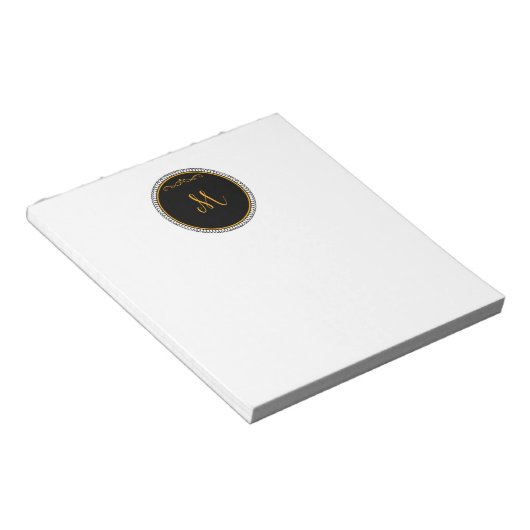 Monogram M, zwart en goud, Notitieblok (Schuin)