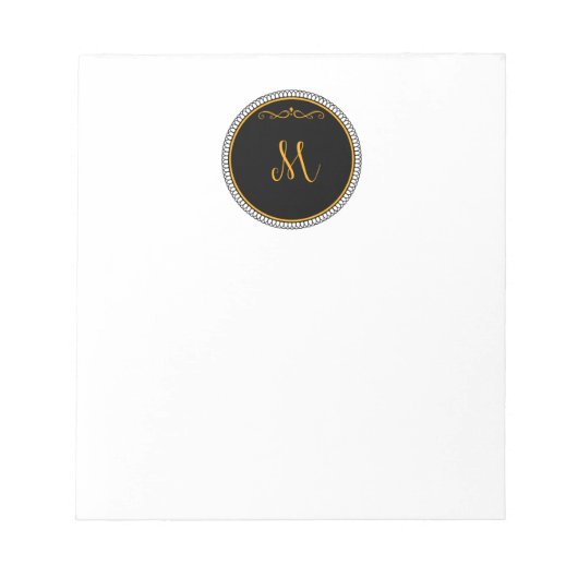 Monogram M, zwart en goud, Notitieblok (Voorkant)