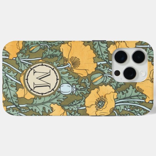 Monogram maangeel bloemmotief Case-Mate iPhone case (Achterkant (horizontaal))