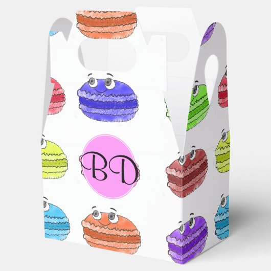 Monogram Macaron-Cartoon Bedankdoosjes (Geopend)