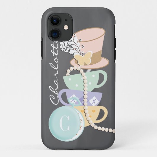 Monogram Mad Hatter Teacups en Pet Case-Mate iPhone Case (Achterkant)