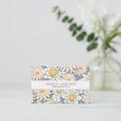 Monogram Madeliefjes Bloemmotief Visitekaartje (Staand voorkant)