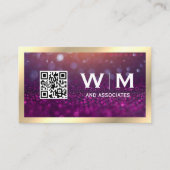 Monogram | Magenta Bokeh | QR-CODE Visitekaartje (Voorkant)