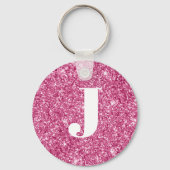 Monogram Magenta Glitter Sleutelhanger (Voorkant)