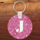 Monogram Magenta Glitter Sleutelhanger (Voorkant)