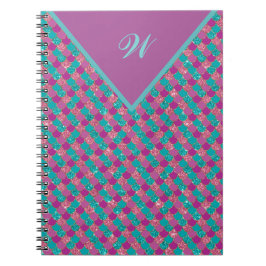 Monogram Magenta Paarse Roze Blauwgroen Zeemeermin Notitieboek