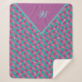 Monogram Magenta Paarse Roze Blauwgroen Zeemeermin Sherpa Deken (Voorkant)