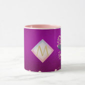Monogram Magenta Rosegold Pink Metallic Glitter Mok (Midden)