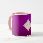 Monogram Magenta Rosegold Pink Metallic Glitter Mok (Voorkant links)