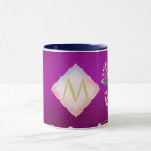 Monogram Magenta Rosegold Pink Metallic Glitter Mok (Midden)