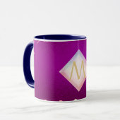 Monogram Magenta Rosegold Pink Metallic Glitter Mok (Voorkant links)