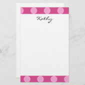 Monogram Magenta Roze Chic Polka Puntpatroon Briefpapier (Voorkant / Achterkant)