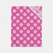 Monogram Magenta Roze Chic Polka Puntpatroon Fleece Deken (Voorkant)