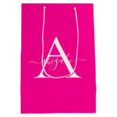 Monogram Magenta Roze | Minimalistische Elegantie Medium Cadeauzakje (Achterkant)