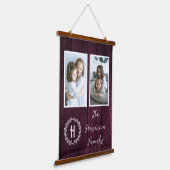 Monogram magenta Rustic Family Foto Hangend Wandkleed (Gebogen)