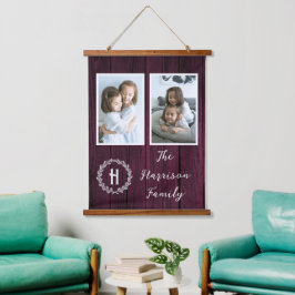 Monogram magenta Rustic Family Foto Hangend Wandkleed