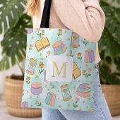 Monogram Magic Books Tote Bag Girly Mint Green