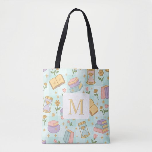 Monogram Magic Books Tote Bag Girly Mint Green (Voorkant)