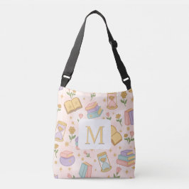Monogram Magic Books Tote Bag Girly Pink