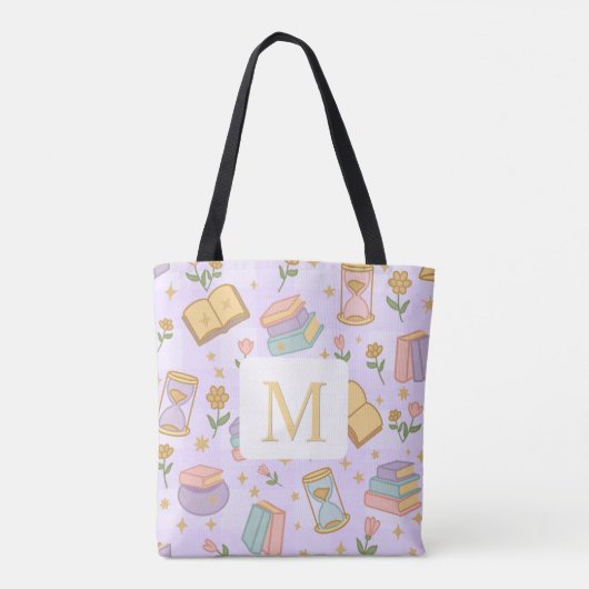 Monogram Magic Books Tote Bag Girly Purple (Achterkant)