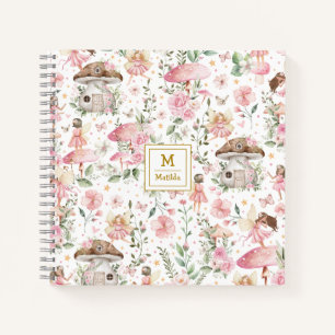 Monogram magisch bos — roze roze tuin notitieboek