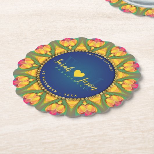 Monogram magische bloem kartonnen onderzetters (Gekanteld)