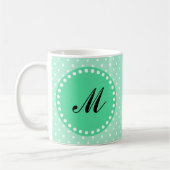 Monogram Magische Mint en Witte Polka Dot Koffiemok (Links)