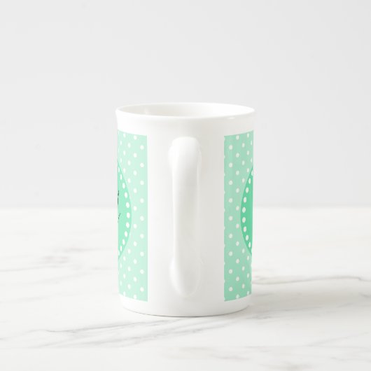 Monogram Magische Mint en Witte Polka Dot Porselein Kop (Achterkant)