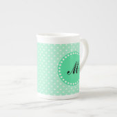 Monogram Magische Mint en Witte Polka Dot Porselein Kop (Voorkant rechts)