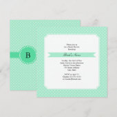 Monogram Magische Mint en Witte Polka Dot Wedding Kaart (Voorkant / Achterkant)