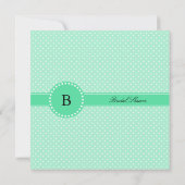 Monogram Magische Mint en Witte Polka Dot Wedding Kaart (Achterkant)