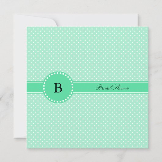 Monogram Magische Mint en Witte Polka Dot Wedding Kaart (Achterkant)