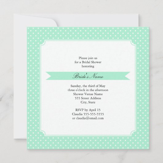 Monogram Magische Mint en Witte Polka Dot Wedding Kaart (Voorkant)