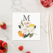Monogram Magnolia Citrus Wedding Cocktail Napkin Servet (Insitu)