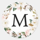 Monogram Magnolia Cotton Envelope-zegels Ronde Sticker (Voorkant)