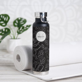 Monogram magnolia illustratie Gepersonaliseerd Waterfles