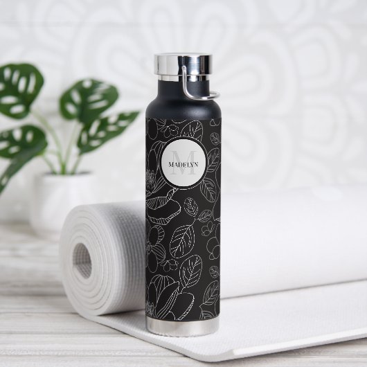 Monogram magnolia illustratie Gepersonaliseerd Waterfles (Yoga)
