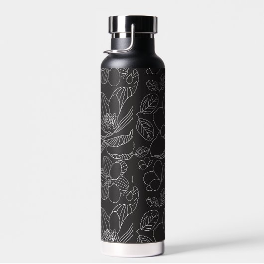 Monogram magnolia illustratie Gepersonaliseerd Waterfles (Rechts)