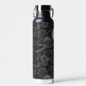 Monogram magnolia illustratie Gepersonaliseerd Waterfles (Voorkant)