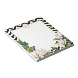 Monogram Magnolia Ivy en goud met Chevron Notitieblok