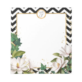 Monogram Magnolia Ivy en goud met Chevron Notitieblok